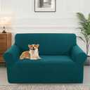 Stretch Couch Cover Washable Sofa Slipcover Furniture Protector with Non Skid Foam and Elastic Bottom for Kids, Dog(Loveseat/Blue, Medium)