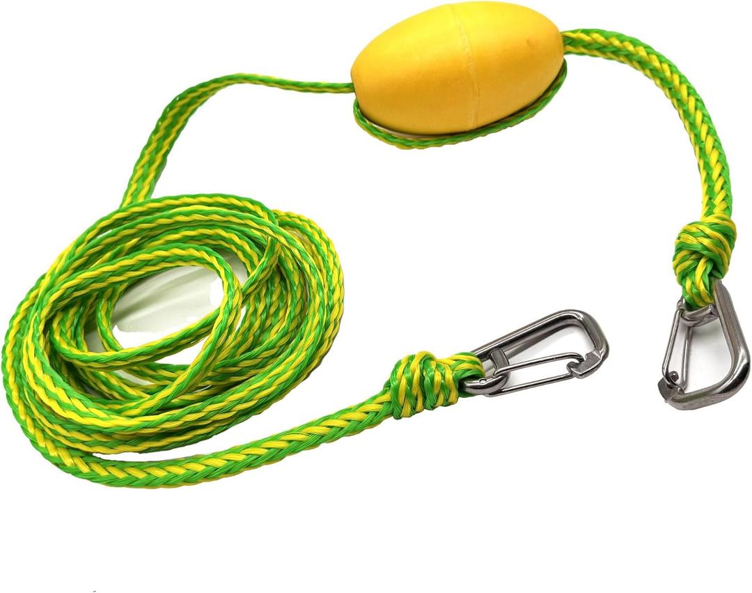 Kayak Tow Line, Pontoon Towing Rope with A Buoy Float, Drift Sock Anchor Rope for Fishing Boat/Sail Boat/Kayak Trolling Sock, Boat Accessories, with Stainless Steel Clips for Quick Connector, 13ft