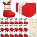 Realspring 36 Pcs 7.5 Inch Christmas Stockings Bulk Red with 15 Sheets Self Adhesive Letters Stickers Kit Felt Mini Christmas Stockings Xmas Tree Hanging Ornaments for Holiday DIY Craft Stocking Bags