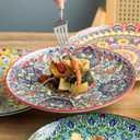 Dinner Plate Set of 6, 10.5-inch Large Plate for Dessert, Pasta, Salad, Ceramic Bohemian Dishes for Kitchen Microwave Dishwasher Safe