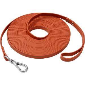 Long Leash Waterproof Training Longline Outdoor Dog Leash Great for Training, Beach, Yard, Play, Camping (30ft, Brandy red)