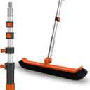LAANPOLE Pool Brush with Pole, 16FT Heavy Duty Telescopic Pool Pole with 18" Pool Brush, Swimming Pool Scrubber Brush Head for Cleaning Walls, Tiles & Floors