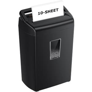Bonsaii 10-Sheet Cross Cut Paper Shredder, 5.5 Gal Home Office Heavy Duty Shredder for Credit Card, Staple, Clip with Transparent Window(C209-D)