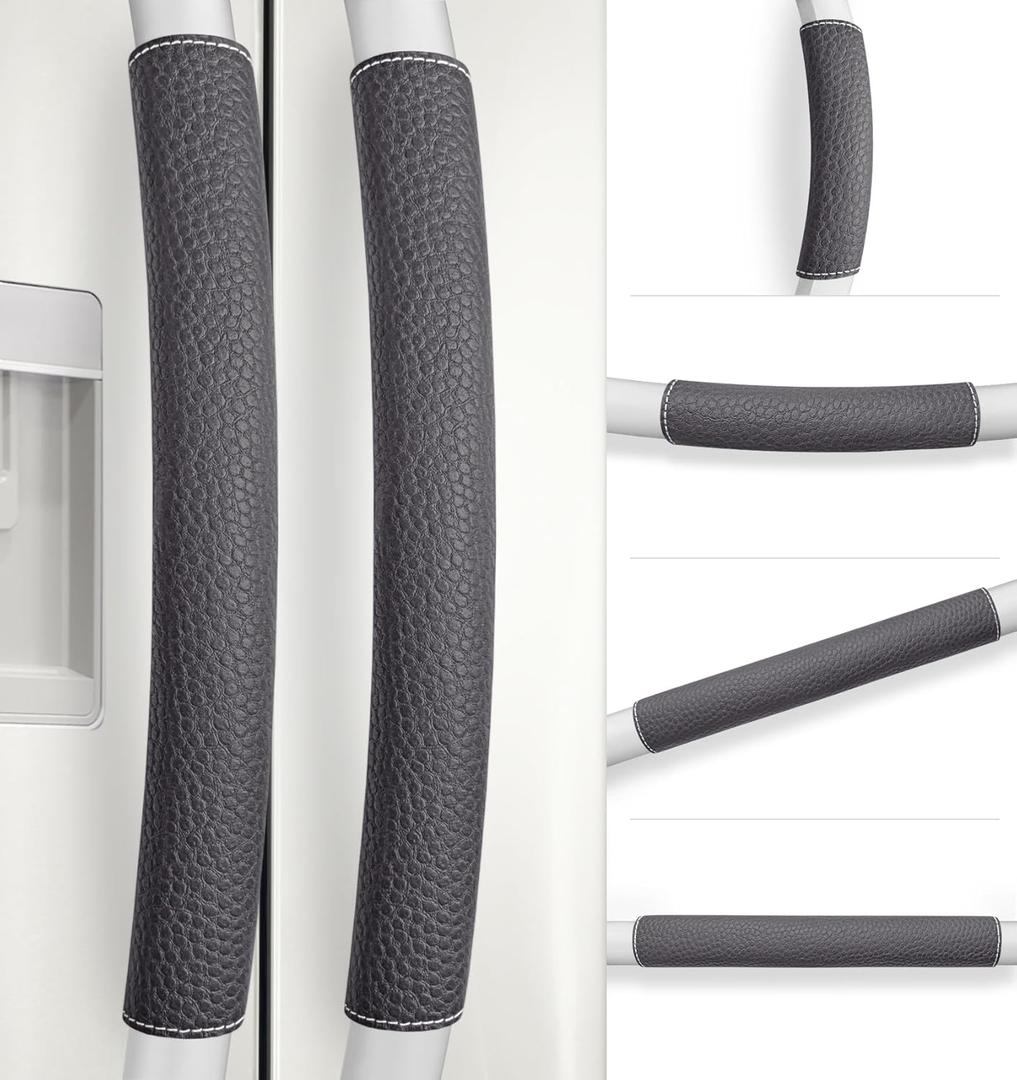 Refrigerator Handle Covers, 6 PCS, Adjustable Appliance Handle Covers, Keep Your Kitchen Clean, Microwave Oven Stove Dishwasher Handle Protector, Non Slip Fridge Handle Cover (Charcoal Black)