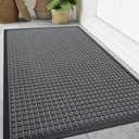 Smiry Front Door Mat Outside Entrance, Heavy Duty Natural Rubber Doormat, Non Slip, Trap Dirt and Moisture, Easy Clean, Low Profile Welcome Floor Mats for Indoor Outdoor Entry, 70x46.5 Inch, Grey