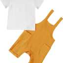 Hotfiary Baby Boy Summer Outfit Gauze Romper & T-Shirt 6-24 Months | Toddler Infant 2 Piece Clothes Set, Cotton White Top & Shortall with Pockets, Natural Boho Style, Ideal for Photo Beach Daily