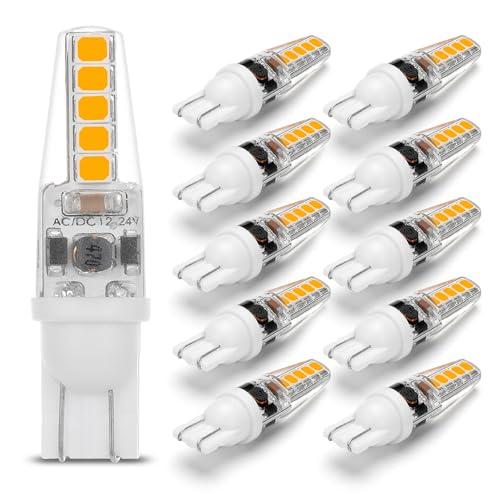 12 Volt Low Voltage Wedge Base Led Landscape Bulbs T5 T10 3W 300lm,T5 Malibu Path Garden Light Bulbs,921 922 912 194 168 T10 RV Camper Trailer Motorhome Marine Boat Dome Light,2700K Warm White,9Pack