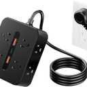 Surge Protector Power Strip - 8 Outlets with 3 USB Charging Ports,Multi Plug Outlet Extender, 5Ft Braided Extension Cord, Wall Mount Desk USB Charging Station for Home Office (Black)