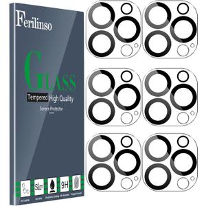 Ferilinso [6 Pack] Camera Lens Protector for iPhone 14 Pro Max iPhone 15 Pro Max iPhone 14 Pro iPhone 15 Pro Accessories camera screen Cover 9H Glass Unbreakable Protection Case Friendly (6.7 INCH/6.1INCH)