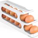 Sotfamily Egg Holder for Fridge, 3 Tiers Auto Rolling Egg Storage Organizer for Refrigerator, Slim Space Saving Container, Dispenser - Egg Roller for Eggs 18 Count