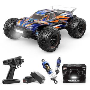 HYPER GO H16DR 1:16 Scale Ready to Run Fast Remote Control Car, High Speed Jump RC Monster Truck, Off Road RC Cars, 4WD All Terrain RTR RC Truck with 2 LiPo Batteries for Boys and Adults
