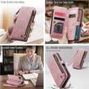 Defencase Compatible with iPhone 12/Pro Case Wallet with RFID Blocking Card Holder for Women Men, PU Leather Magnetic Snap Flip Zipper Strap Wallet Phone Case Fit for iPhone 12 & 12 Pro 6.1, Rose Pink | RFID Blocking, Card Holder, for Women Men, PU Leather, Magnetic Snap, Flip