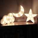 AUSAYE 3 PCS 3D Crescent Moon Light Cloud Led Star Lamp, Decorative Night Lights Room Decor NightLight for Kids Adults Birthday Baby Shower Party Christmas Gifts
