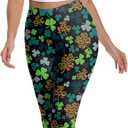 St Patricks Day Leggings for Women,Shamrock High Waist Pants Yoga Pants Bottoms Irish Outfit Plus Size Green Leggings Womens (L)