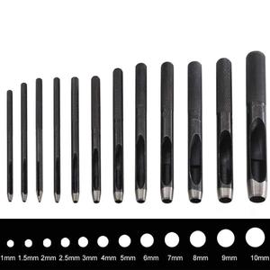 12Pcs Round Leather Hole Punch Tool Round Hollow Punch Set, Aulufft Leather Craft Punch Tool Hollow Hole Punch 1mm to 10mm for Watch Bands Belts Canvas Paper Plastic Models