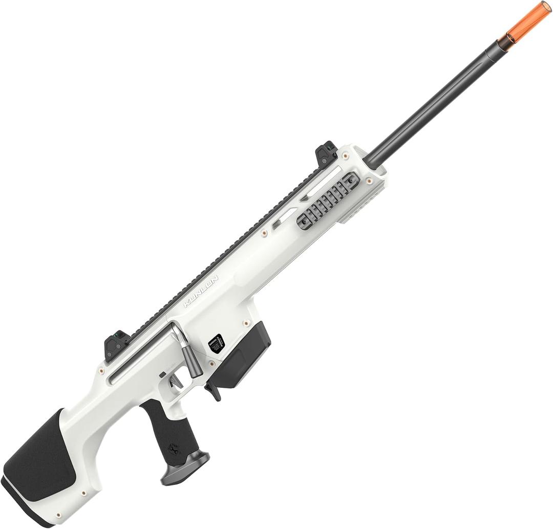 WORKER KunLun Blaster Bolt Action Half Size Foam Dart Sniper Toy with Orange Tips (White), Bipod Not Included
