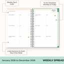 Blue Sky Day Designer 2026 Weekly and Monthly Planner Calendar, January 2026 - December 2026, 5" x 8", Clear Pocket Cover, Durable Twin Wire Binding, Includes Storage Pocket, Stickers, Peyton White