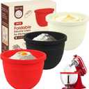 3 PCS Foldable Silicone Liners for Kitchenaid Tilt-Head 5 QT Mixer - Dishwasher-Safe Food-Grade Silicone Bowl Insert - Simple to Use Mixer Accessories for Effortless Baking Prep (Black+Off-White+Red)