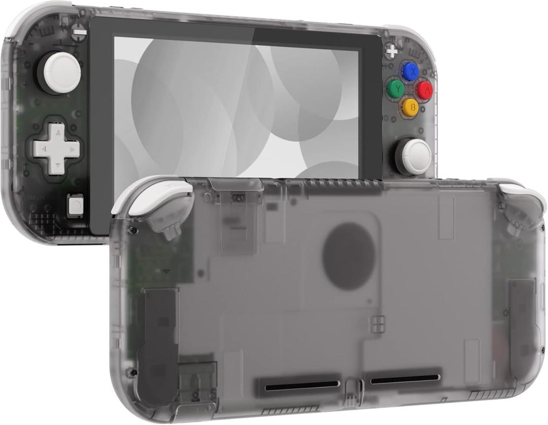 eXtremeRate Clear Black DIY Replacement Shell for Nintendo Switch Lite, NSL Handheld Controller Housing with Screen Protector, Custom Case Cover for Nintendo Switch Lite