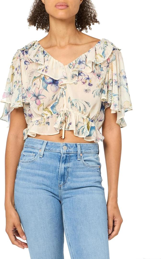 Steve Madden Women's Brighton Top (Large, Cream)