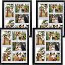 PHAREGE 5 Openings 4x6 Picture Frame Collage Black 4 Pack, 11x14 Poster Frame Set of 4, Display Family Wedding Photos Horizontal or Vertical on The Wall