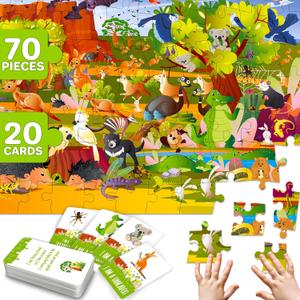 QUOKKA Search and Find Puzzles for Kids Ages 4-6 - Riddle Kids Puzzles 6-8 Years Old - 70 Unique Pcs - 20 Illustrated Guessing Cards - Engaging Children Themes - Australia Puzzle Gift for Toddlers 3-5