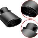 Car Polished Stainless Steel Exhaust Tail Exterior Rear Tail Car Exhaust Pipe Flue Muffler Tip Pipe, 63mm/2.5 inch Inlet Tailpipe Auto Universal Accessories with Mesh (Curved,Frosted Black)
