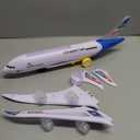 Airplane Toy with Bump and Go, Kids Airplane Toys Flashing Lights and Sound, Realistic Model Plane for Boys and Girls Ages 3-12, Birthday Gifts (Blue)