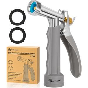 AUTOMAN Full Size Garden Hose Nozzle, High Pressure Pistol Grip Water Nozzle Sprayer with Threaded Front, Adjustable Spray Water Flow for Washing Car, Cleaning Ground, Watering Plants, Showering Pets (1 Pack)