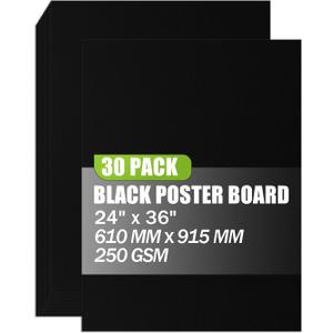 24x36 inches Poster Paper Set of 30, Black Large Poster Board, Blank Display Boards, Heavyweight Poster Paper Bulk for School, Office & Craft Projects
