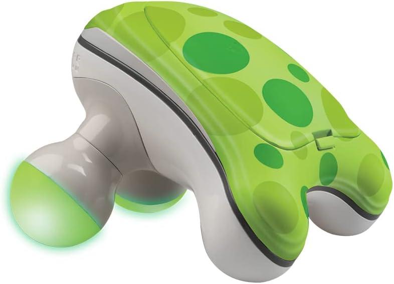 HoMedics Ribbit Mini Handheld Massager, Vibrating Electric Massager with Comfort Grip and LED Light, Batteries Included, Comes in variable colors, Green, Blue or Pink