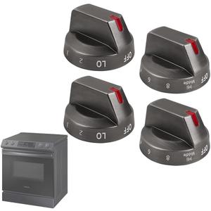 Updated DG94-03500A/Z Replacement Knobs for Samsung Electric Stove, DG94-03500Y DG94-03500Z Fits Samsung Range NE63T8111SG NE63T8311SG - Improved Heat&Wear Resistance!,4 Pack, Black (Not Universal)