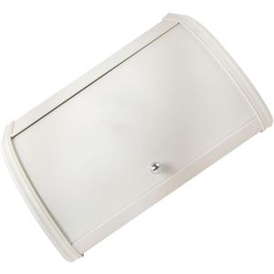 GLEAVI Farmhouse Bread Box Cover Vintage Metal Storage Container for Kitchen Counter for Loaves Snacks and Fruits Elegant Corner Design Milk White