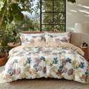 OAITE Duvet Cover Twin Size,Reversible Blooming Flower Orange Duvet Cover Set with Zipper Closure, 3 Pieces Modern Patterns Soft Microfiber Bedding Set with 8 Ties(68’’*90’’,2 Pillow Cases)