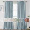 H.VERSAILTEX Natural Linen Curtains 96 inches Long for Living Room 2 Panels Back Tab Loop Pocket Textured Light Filtering Semi Sheer Rustic Farmhouse Boho Curtain for Bedroom, Stone Blue, Size: 52"W x 96"L 