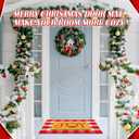 Tinideya 2 Pcs Merry Christmas Door Mats Joy Wreath Welcome Doormats with Layered Plaid Rug Christmas Front Door Rugs for Entrance Porch Winter Holiday Outdoors Decor 17 x 29 Inch