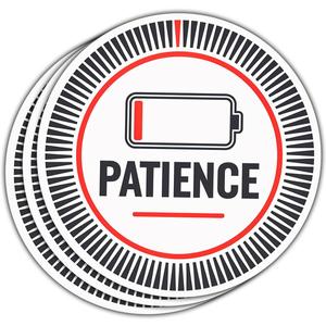 10 x 3 Pcs Patience Low Battery Sticker, Funny Bumper Sticker, Battery Stickers - Vinyl Sticker 3 Inches for Water Bottles Laptop Phone Car Ski Helmet