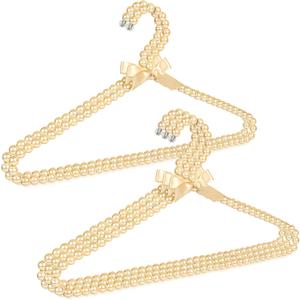 Concepts Premium Heavy Duty Pearl Hangers with Ribbon Trim for Wedding and Engagement Gowns - Slim Design Also Can Be Used for Suits and Shirts (Champagne 4 Pack)
