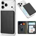 TUCCH for Magsafe Wallet with 6 Card Holders, RFID Blocking [Clear ID Window] PU Leather Men Women Folio Magnetic Phone Wallet for iPhone 17/16/15/14/13/12/Plus/Air/Pro/Pro Max Series, Black