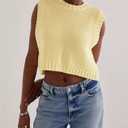 Cioatin Women Y2K Backless Tie Up Knit Crop Sweater Vest Sleeveless Round Neck Split Open Back Pullover Summer Tank Tops (Yellow, S)