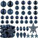Christmas Ball Ornaments - 43pcs Shatterproof Christmas Tree Decorative Hanging Ornaments with Loop for Xmas Holiday Party Wreath Home Decoration, Dark Blue(Combo of 10 Ball and Shaped Styles)