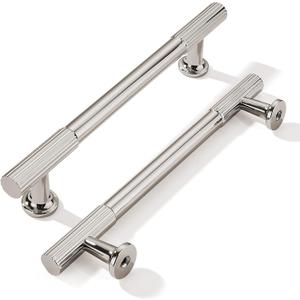 khtumeware 5 Inch Hole Center 2 Pack Polished Nickel Heavy Duty Solid Cabinet Pulls, Kitchen Drawer Handles, for Dresser cabinets, cabinets, Door cabinets, Hardware
