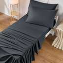 VACVELT 4PCS Cot Sheets, 31 x 75 Inch Charcoal Black Cot Fitted Sheet, Ultra Soft and Breathable Microfiber Bed Cover Snug Fit for Narrow Twin/RV Bunk/Camper Bunk/Guest Beds/Trifold Mattress