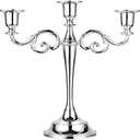 OwnMy 3 Arms Metal Candelabra Candlestick Silver European Elegant Candle Holder Candle Stand for Wedding Dining Table Christmas Party Home Decoration (Silver Tone)