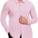 Demoking Rayon Dress Shirts for Men Formal Wedding Untuckit Shirts Long Sleeve Button Down, XXL
