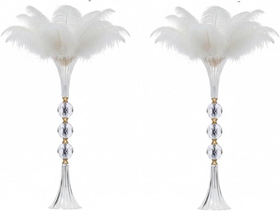 24.8in Crystal Vases for Flowers, 2Pcs Clear Trumpet Acrylic Vases for Centerpieces, Tall Flower Stands for Table Wedding Reception Party Event Home Decor