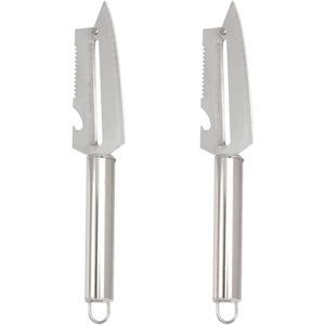 BESTonZON Stainless Steel Multifunction Peeler 8.46In with Fish Scale Scraper Bottle Opener and Ergonomic Handle Kitchen Gadget for Fruit and Vegetable Prep