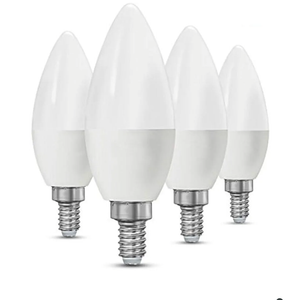 CTKcom 5W E14 Base LED Candelabra Bulbs(4 Pack)- C37 Daylight White 6000K LED Candle Light Bulb,Ceiling Fan Lights,Decorative Bulb,550LM,UL-Listed,AC 85-265V