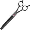 JASON 7" Dog Grooming Scissor - Professional Thinning Shear with 37 Teeth Japanese Stainless Steel Blender Scissors for Dogs, Cats and Other Pets (Thinning, Black) Christmas Gift