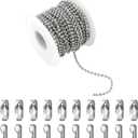 33Feet Ball Bead Chain Stainless Steel Dog Tag Chain with Matching Connectors for Jewelry Making Necklace Hanging Bracelets Keychain(2.4mm)